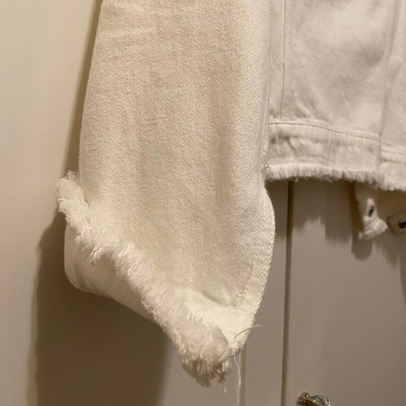 Club Monaco White Denim Frayed Jacket - Picture 8 of 12